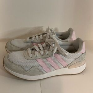 Adidas Women's Pink and White Sneakers
